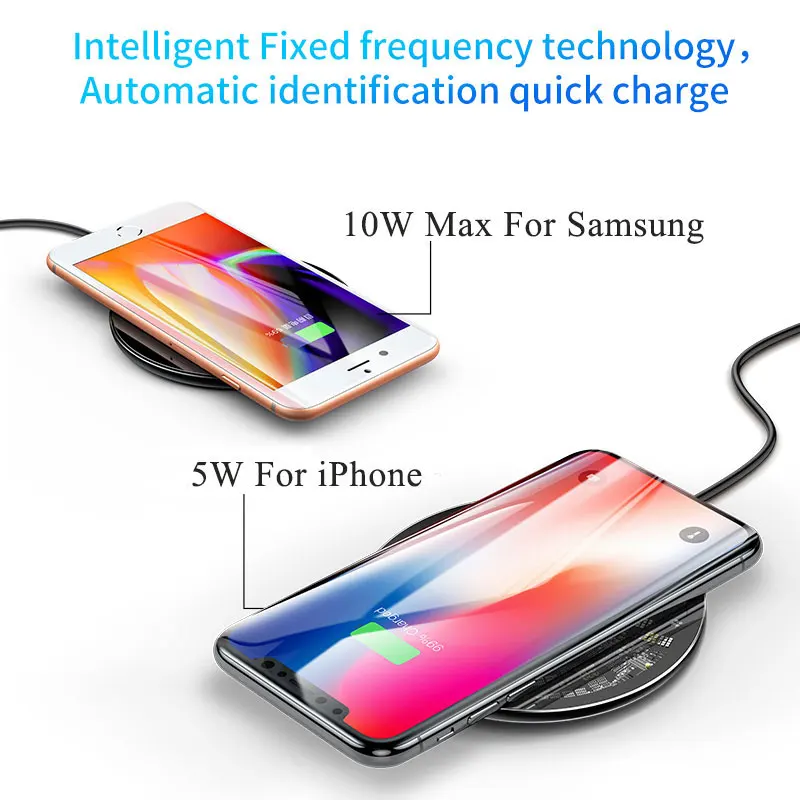 Тонкое Беспроводное зарядное устройство Baseus для iPhone X Xs Max samsung S9 Note9, стеклянная панель, видимое Беспроводное зарядное устройство для телефона Xiaomi MI9