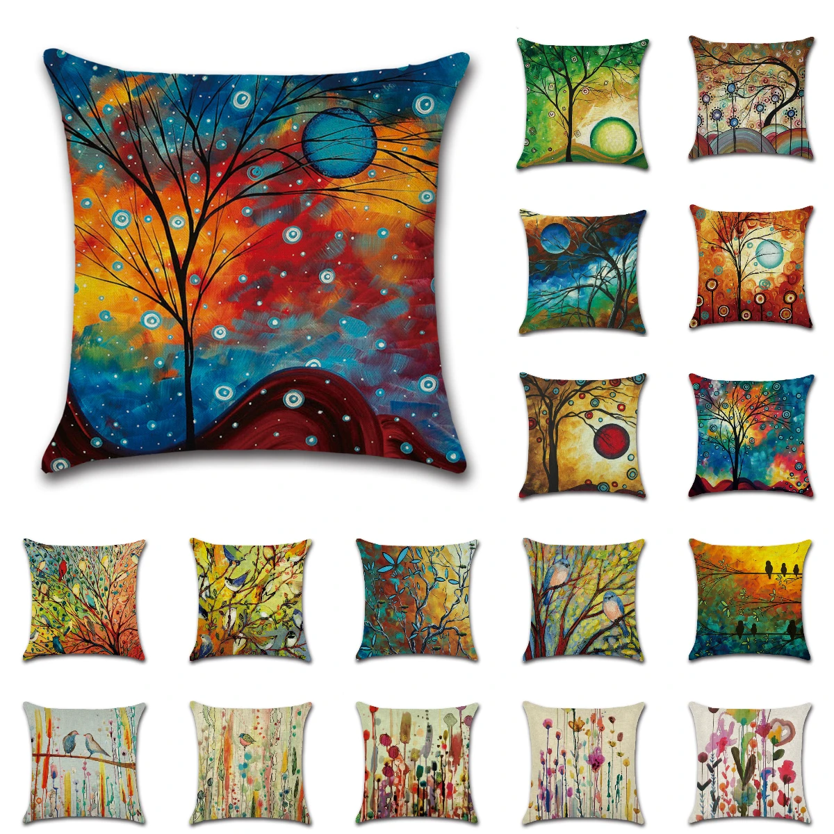 Лидер продаж льняная наволочка для подушки с акварельными рисунками Фэнтези