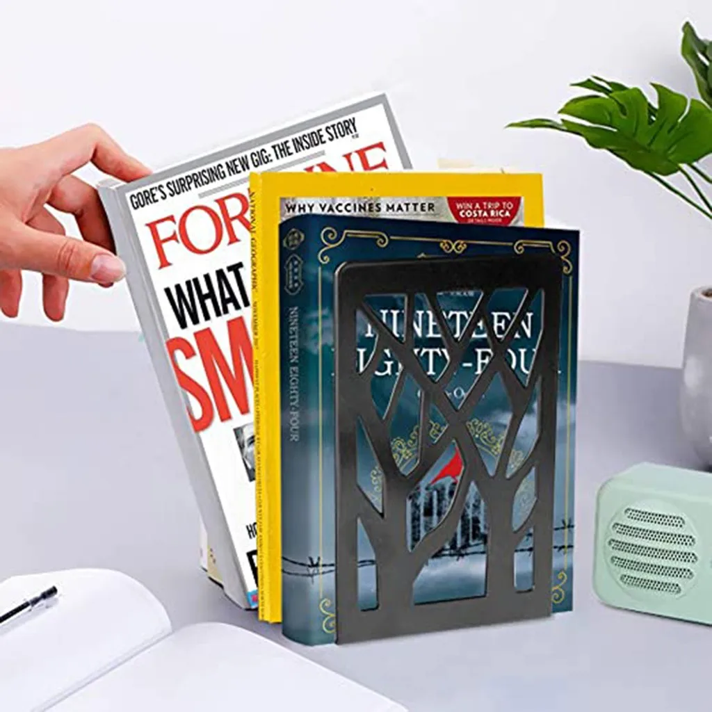 Black Metal Non-Slip Bookend Bracket Heavy Book End Office Stopper Desk Organizer Holder Bookends Accessories | Канцтовары для