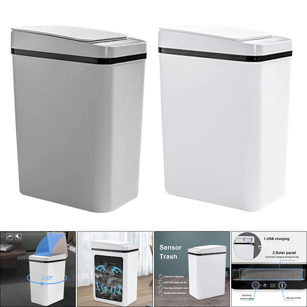 

Induction Motion Sensor Trash Can Automatic Waste Garbage Bins, Rechargeable 12L Capacity