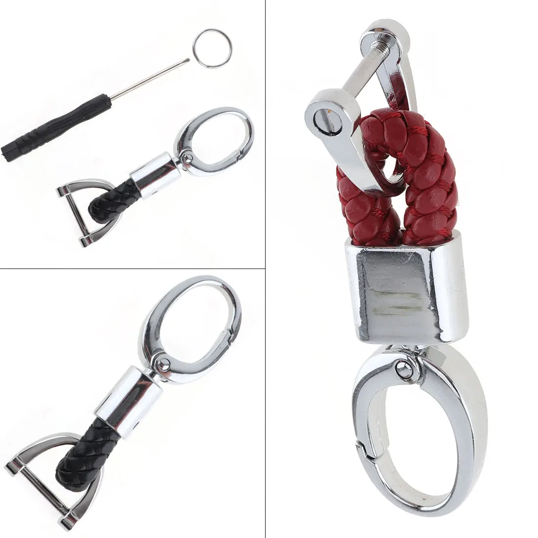 

TPU Leather Car Key Case Accessories Automobile Key Ring Weave Pendant Rope with Installation Tool and Hanging Buckle