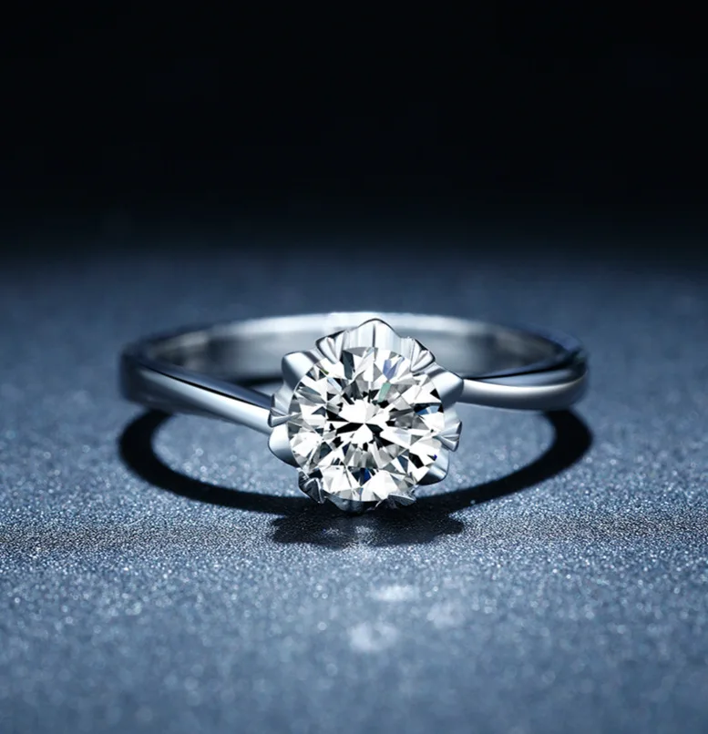 Круглое серебряное кольцо с муассанитом 1ct D VVS роскошное Weding для женщин|Кольца| |