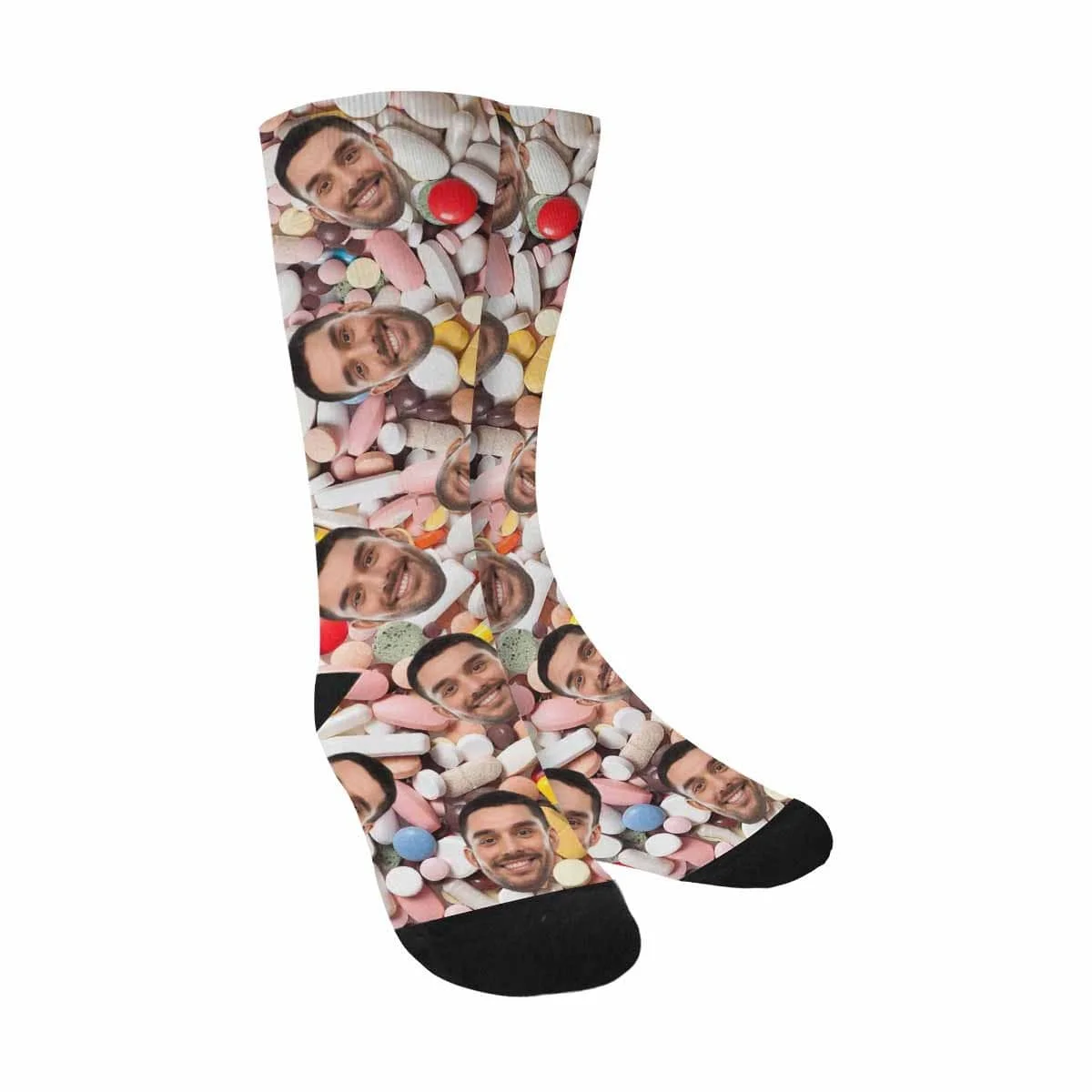 

Custom Face Colorful Pills Sublimated Crew Socks