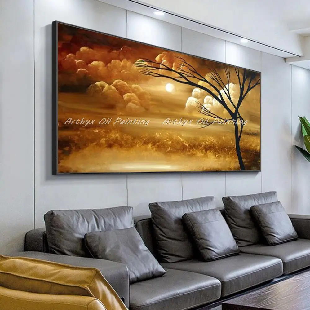 

Arthyx,Handpainted Decorative Art Oil Paintings On Canvas,Modern Tree Landscape Abstract Wall Picture For Living Room Home Decor