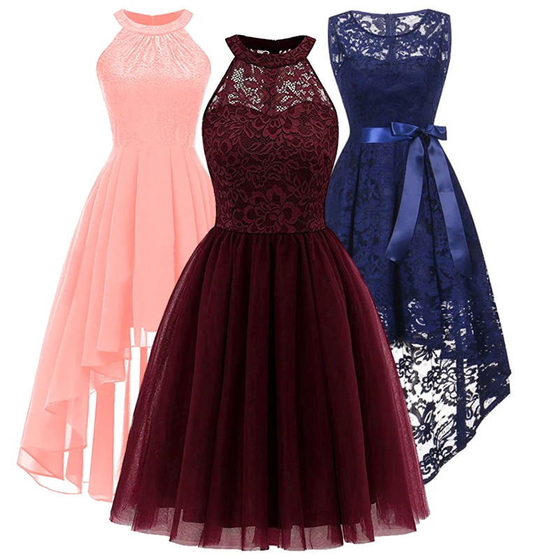 Новое модное платье подружки невесты кружевное с подвесной юбкой банкетное для