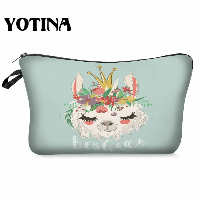 bpd9009 Yotina женская косметичка llama 3D печать с разноцветным рисунком Макияж сумка на молнии путешествий Органайзер для макияжа - Цвет: bpd9009