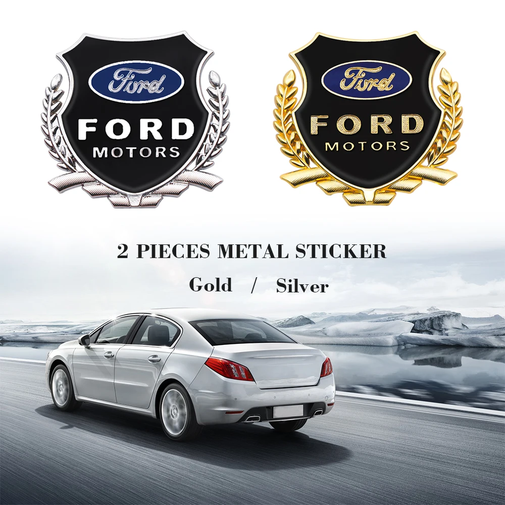 

2PCS 3D Metal Car Side Window Sticker Emblem Badge Decals Accessories For Ford Focus Fusion Escort Kuga Ecosport Fiesta Falcon