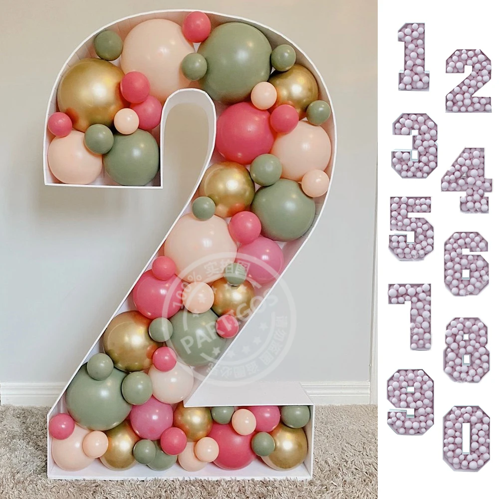 73cm Large Number Mosaic Balloon Frame DIY Number 0-9 Balloon Filling Box kids Adult Birthday Party Anniversary Wedding Backdrop