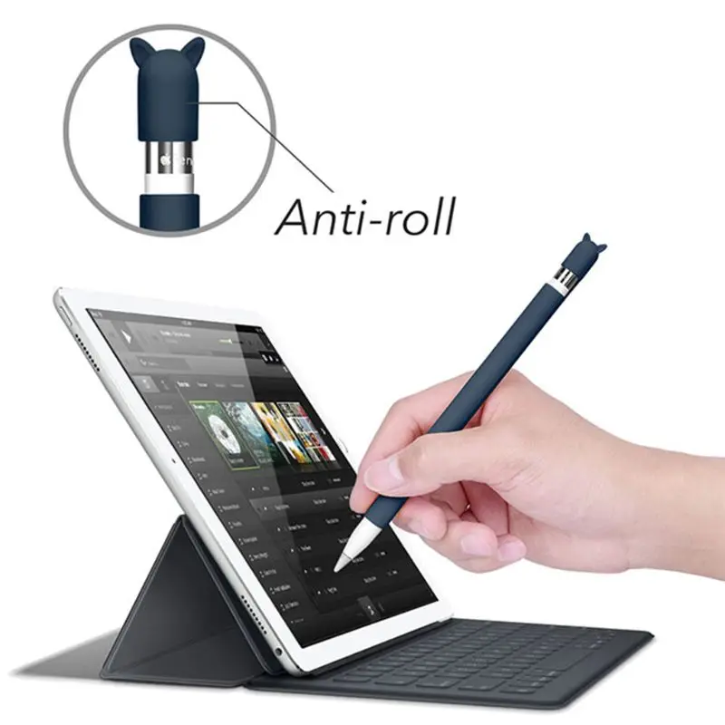 

Cute Cat Ear Anti-scroll Silicone Protective Pouch Holder Nib Cover Protective case Skin For Apple Pencil for ipad 1st