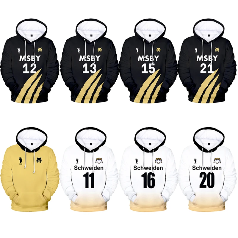 

Japan Anime Haikyuu Cosplay Costume MSBY Volleyball Club Shoyo Hinata Kotaru Bokuto miya atsumu Unisex Sportswear Sweatshirt