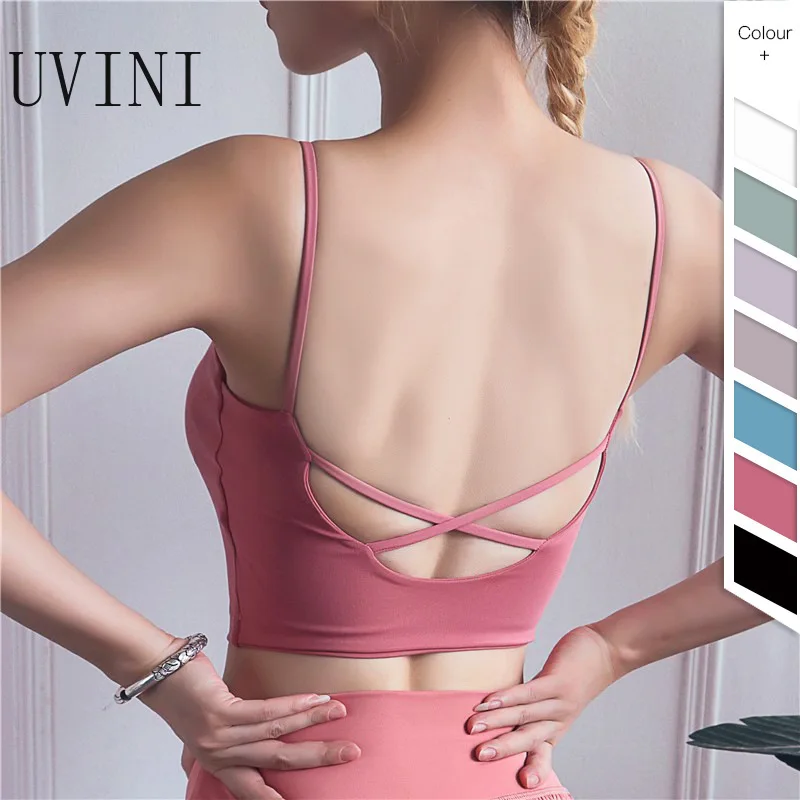 Бесшовный сексуальный бюстгальтер с открытой спиной для фитнеса и йоги женский