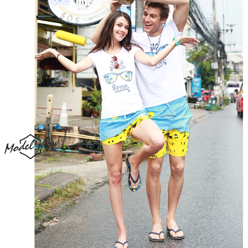 Летние плавки для пар быстросохнущие пляжные шорты мужской женский купальник