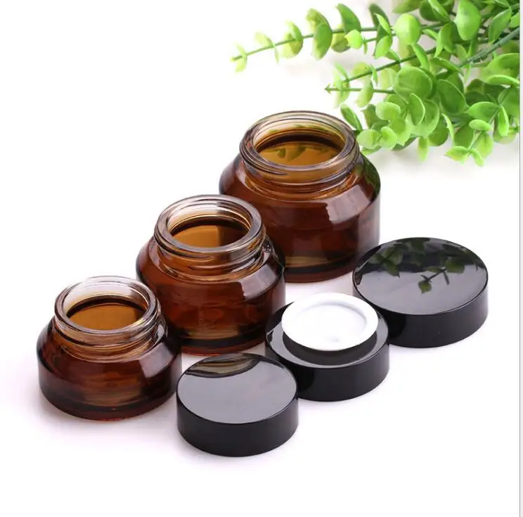 Банка для крема с черной крышкой 15 г|glass cream jars|cream jarglass |