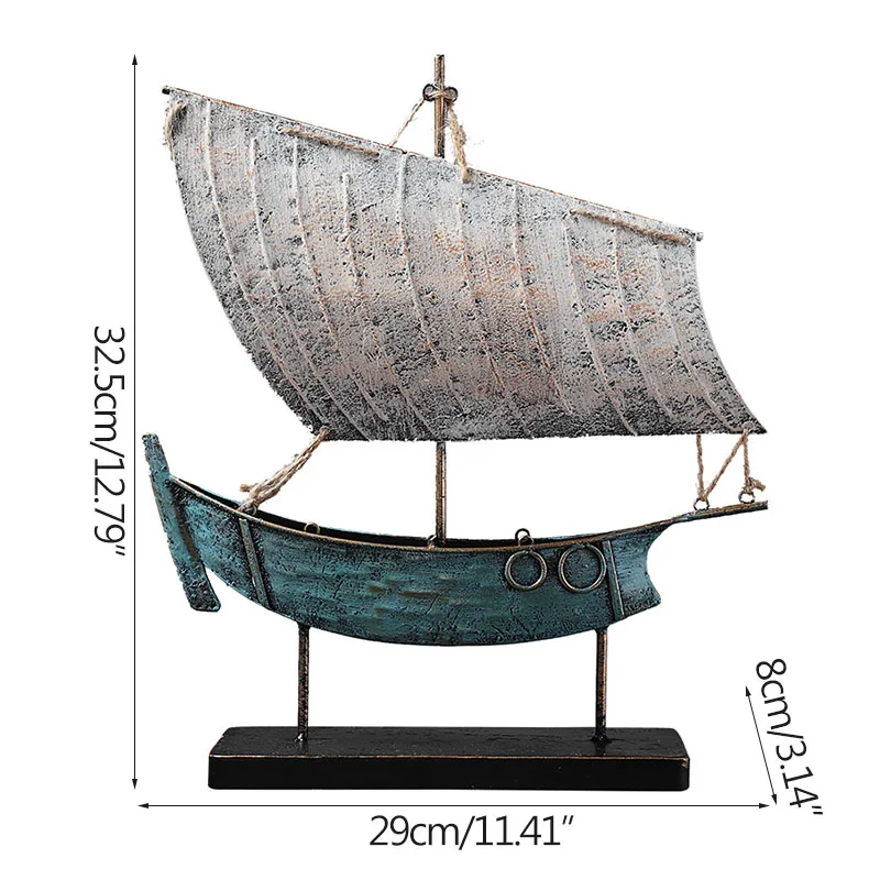 Скандинавская металлическая парусная лодка скульптура ремесла Миниатюрная