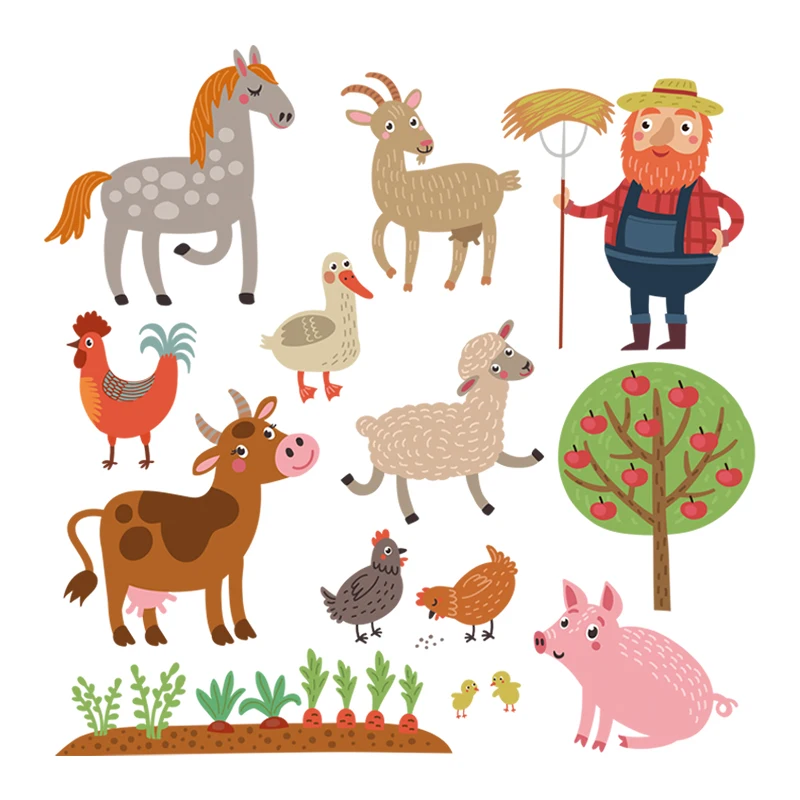 Аппликации с животными на ферме термоклейкие виниловые наклейки для детской