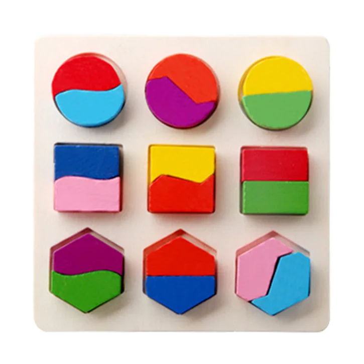 Wooden Geometric Shapes Montessori Puzzle Sorting Math Bricks Preschool Learning Educational Game Baby Toddler Toys For Children | Игрушки и