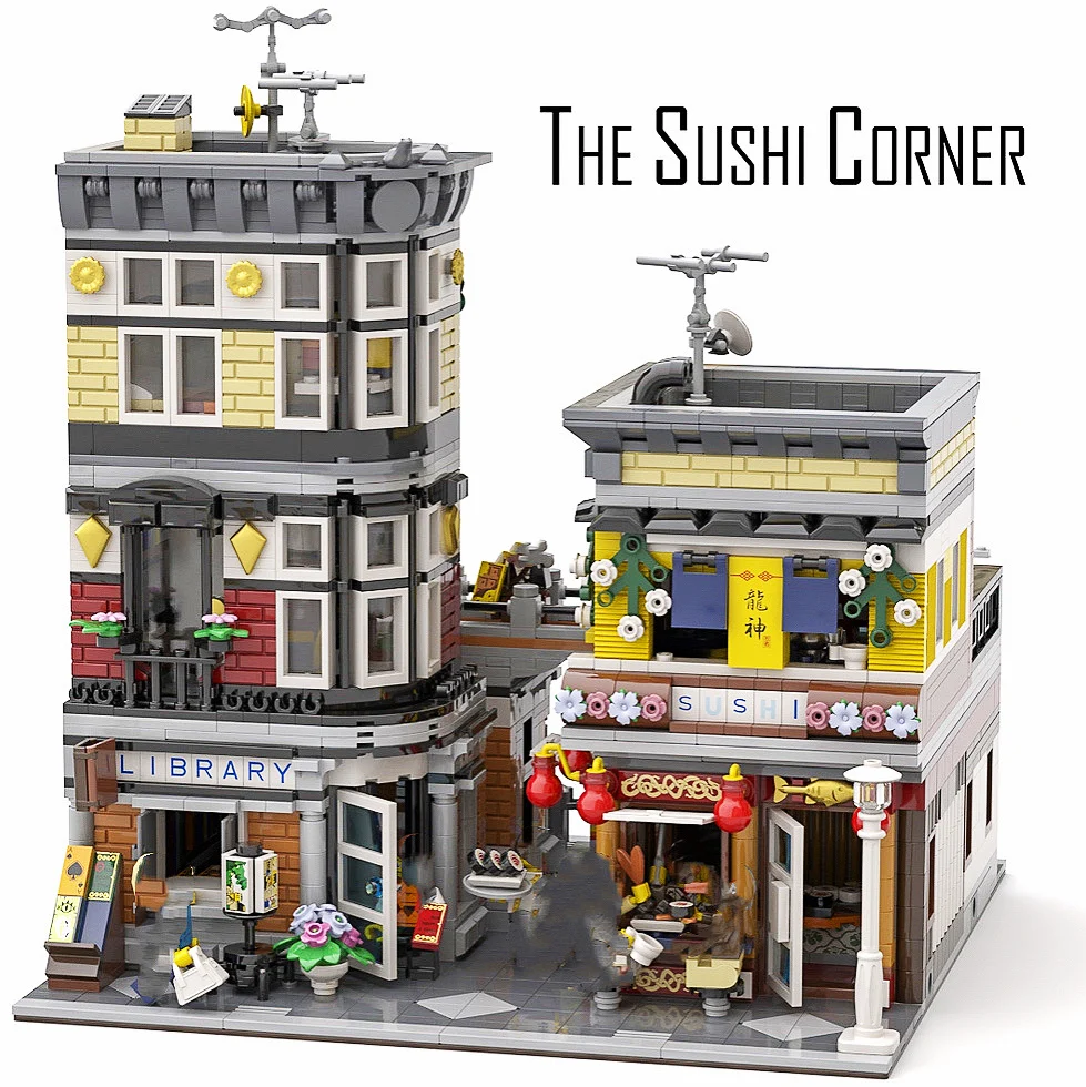 

JIESTAR Creatoring Expert Ideas City Street View The Sushi Corner Shop Moc Modular Bricks Building Blocks House Model Toys Gift