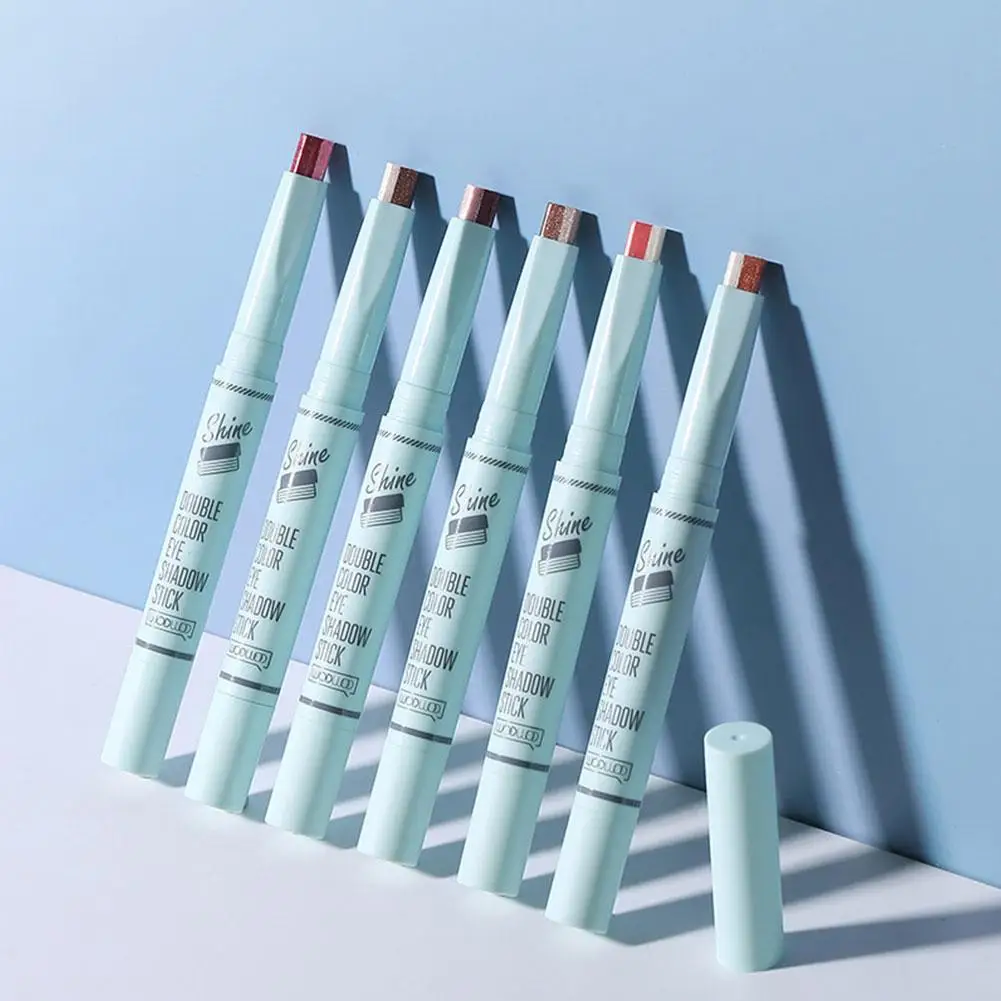 

Double Color Gradient Stereo Eyeshadow Stick Waterproof Shimmer WIth Glitter Design Eyeshadow Brush Double-headed Sponge L2I3