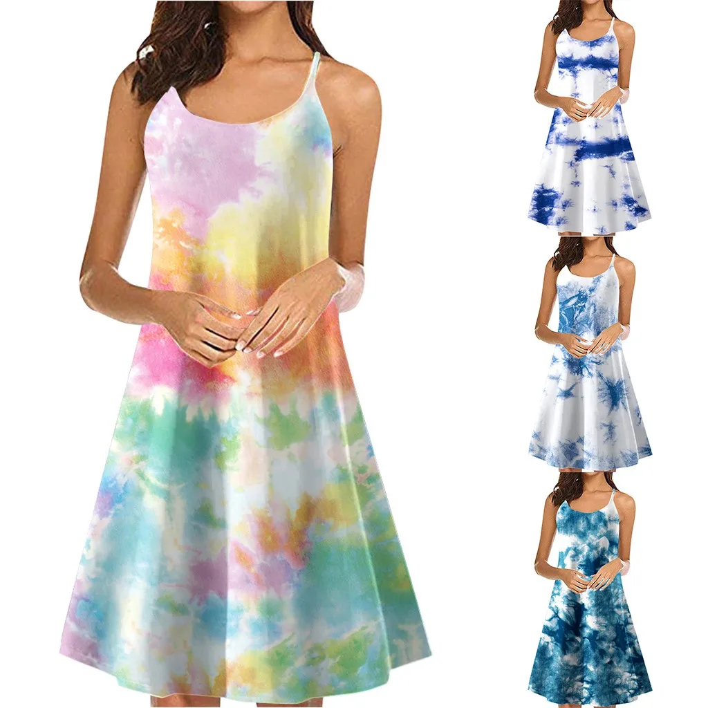 Летнее платье 2020 для женщин вареный с принтом мини девочек милое Стиль