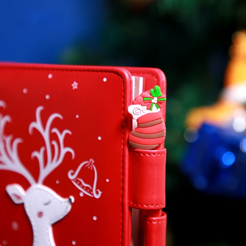 

Christmas Elk Leather Diary Notebook Journal Agenda Planner Notepad with Pen Set M17F