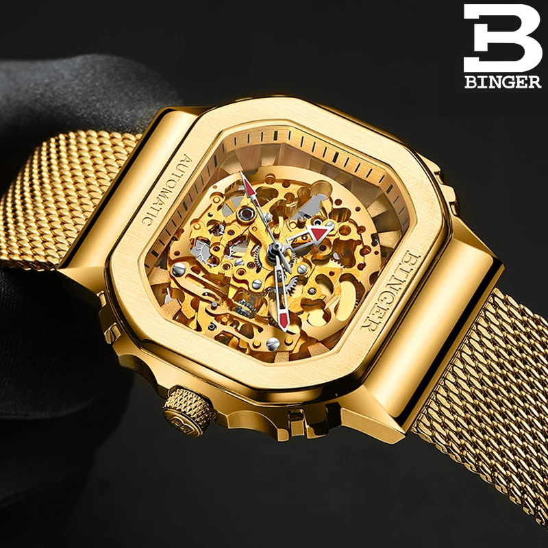 

Switzerland BINGER Watch Men Japan MIYOTA Automatic Mechanical Watches Luxury Brand Skeleton Tourbillon Sapphire Waterproof