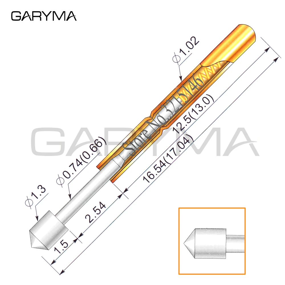 100Pcs in a Pack Dia 1.3mm P75-E2 Spring Test Probes Pogo Pin Length 16.54mm Stroke Froce:180g Tool Wholesale | Инструменты