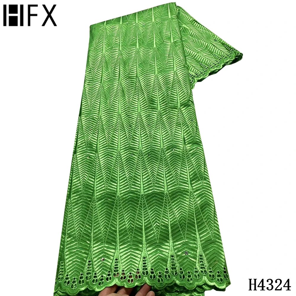 

HFX Best Quality Plain Color African 100% Cotton Soft Swiss Voile Lace Fabrics 5Yard Embroidery In Switzerland Sewing H4324