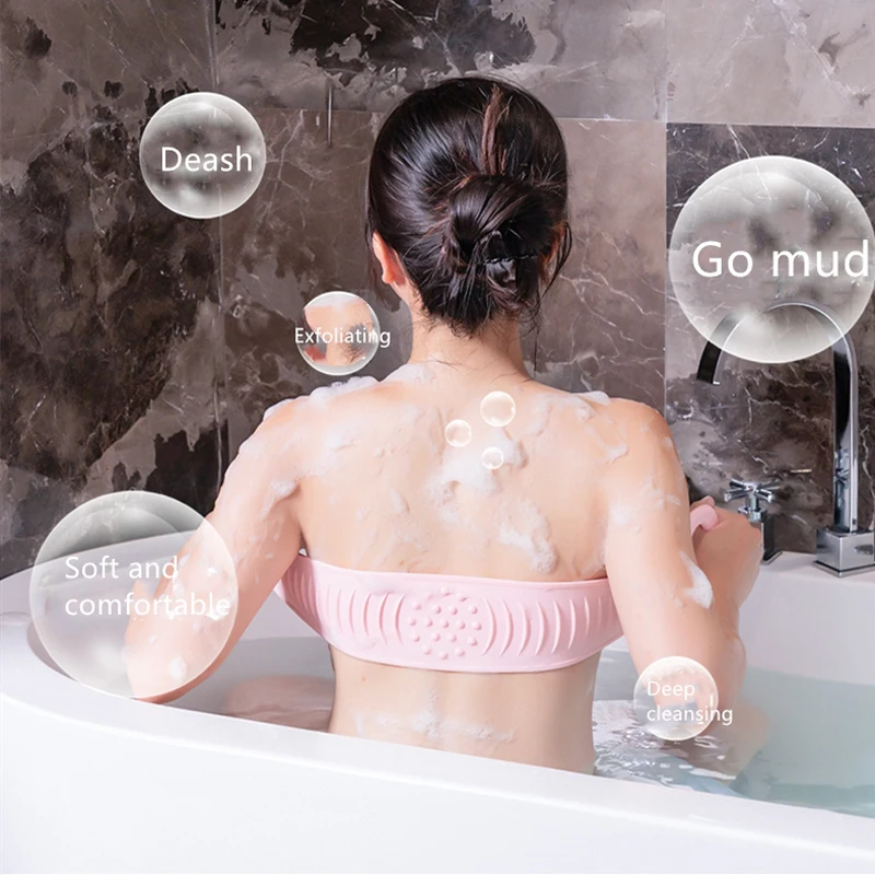 

Bath Shower Silicone Gel Scrub Bath Brush Strip Massage Back Rubs Bathing Tape Artifact Rub The Ash 4 Colors To Choose In Stock