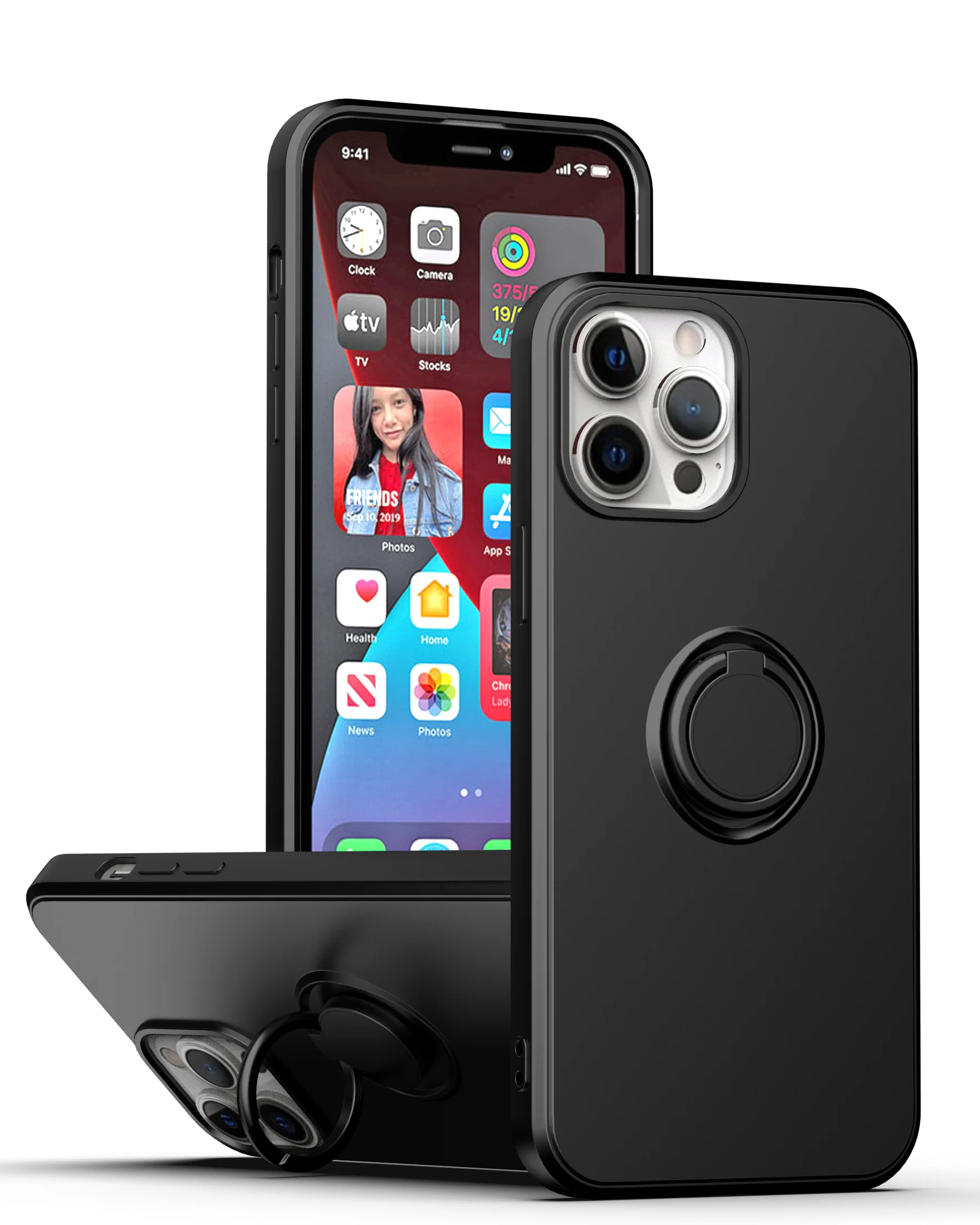 

Силиконовый чехол с кольцом-держателем на палец для iPhone 13 12 11 Pro Max X Xs Max Xr 7 8 Plus, матовый чехол с откидной подставкой для iPhone 13 12 Mini