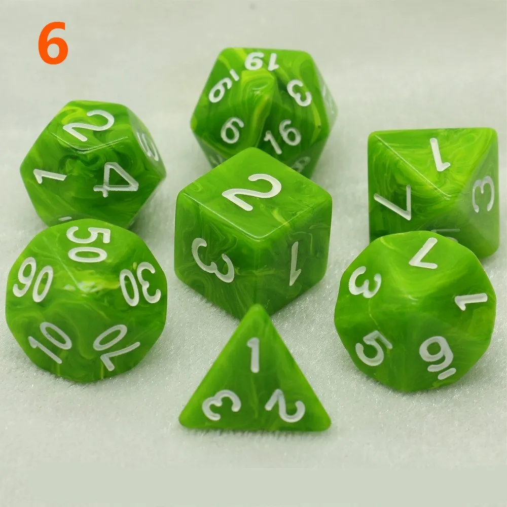 7 шт./лот 8 цветов многогранные игральные кости d& d d4 d6 d8 d10 d% d12 d20 многогранные TRPG игры игральные кости набор - Цвет: 6