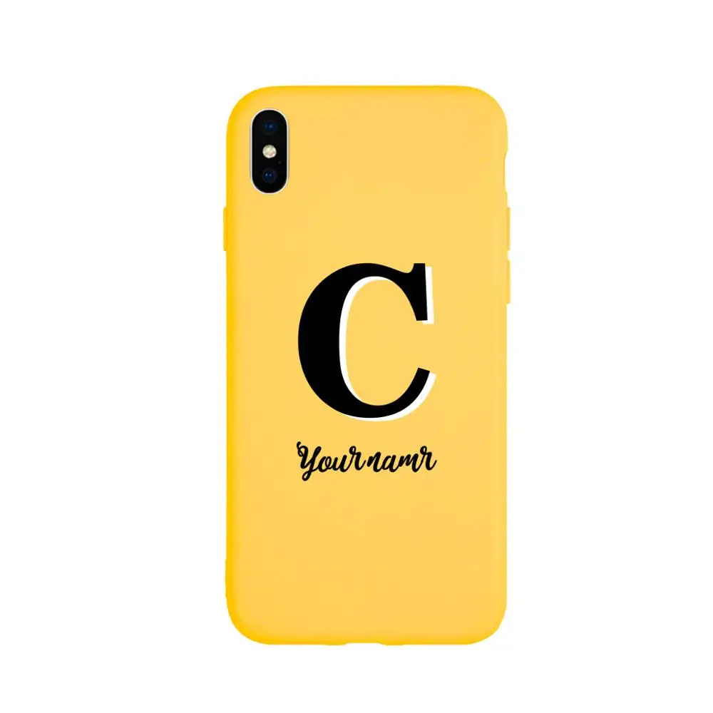 Custom Name Case For iPhone 11 Pro SE 2020 XS Max X XR 8 7Plus Candy Color Letters Soft Silicone Cover Creative Customized |