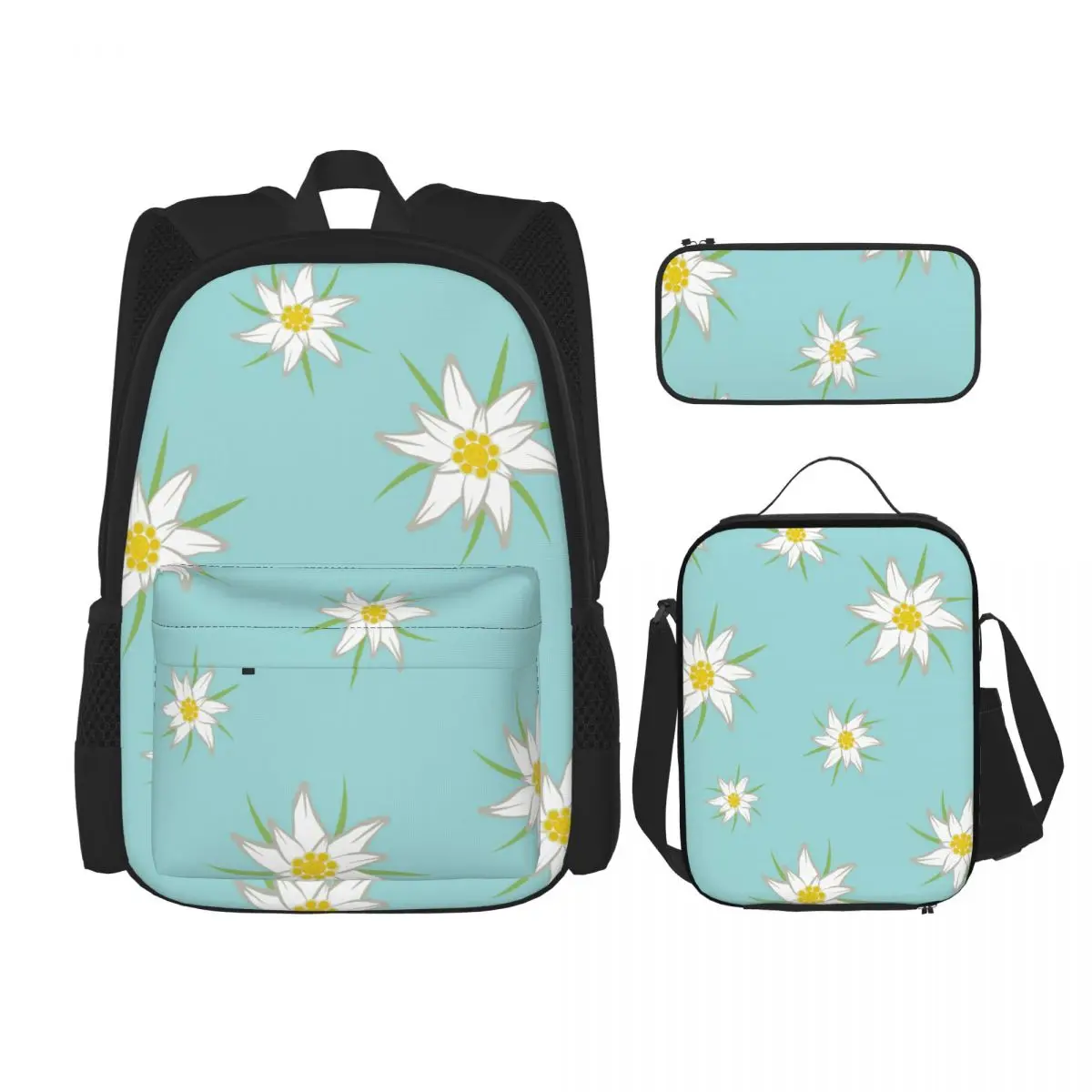 

School Bags for Teenagers Edelweiss Flowers School Backpack Set Rucksack Bagpack Kids Cute Book Bags