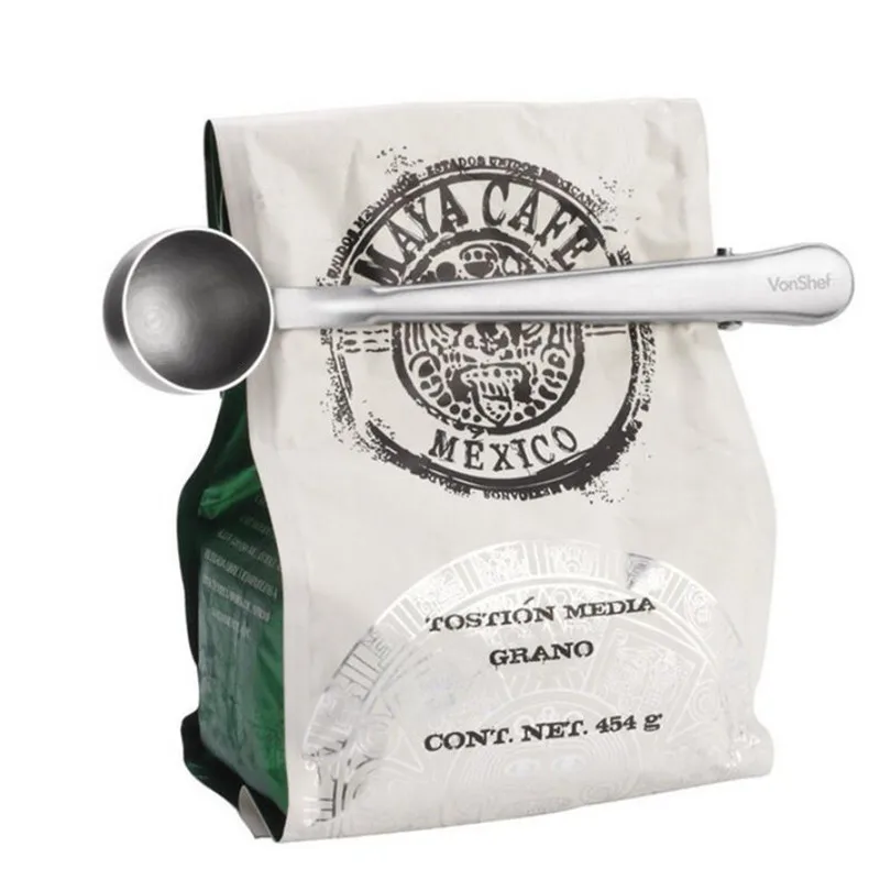 

1Pcs Multifunction Stainless Steel Coffee Scoop with Clip Coffee Tea Measuring Scoop 1Cup Ground Coffee Measuring Scoop Spoons
