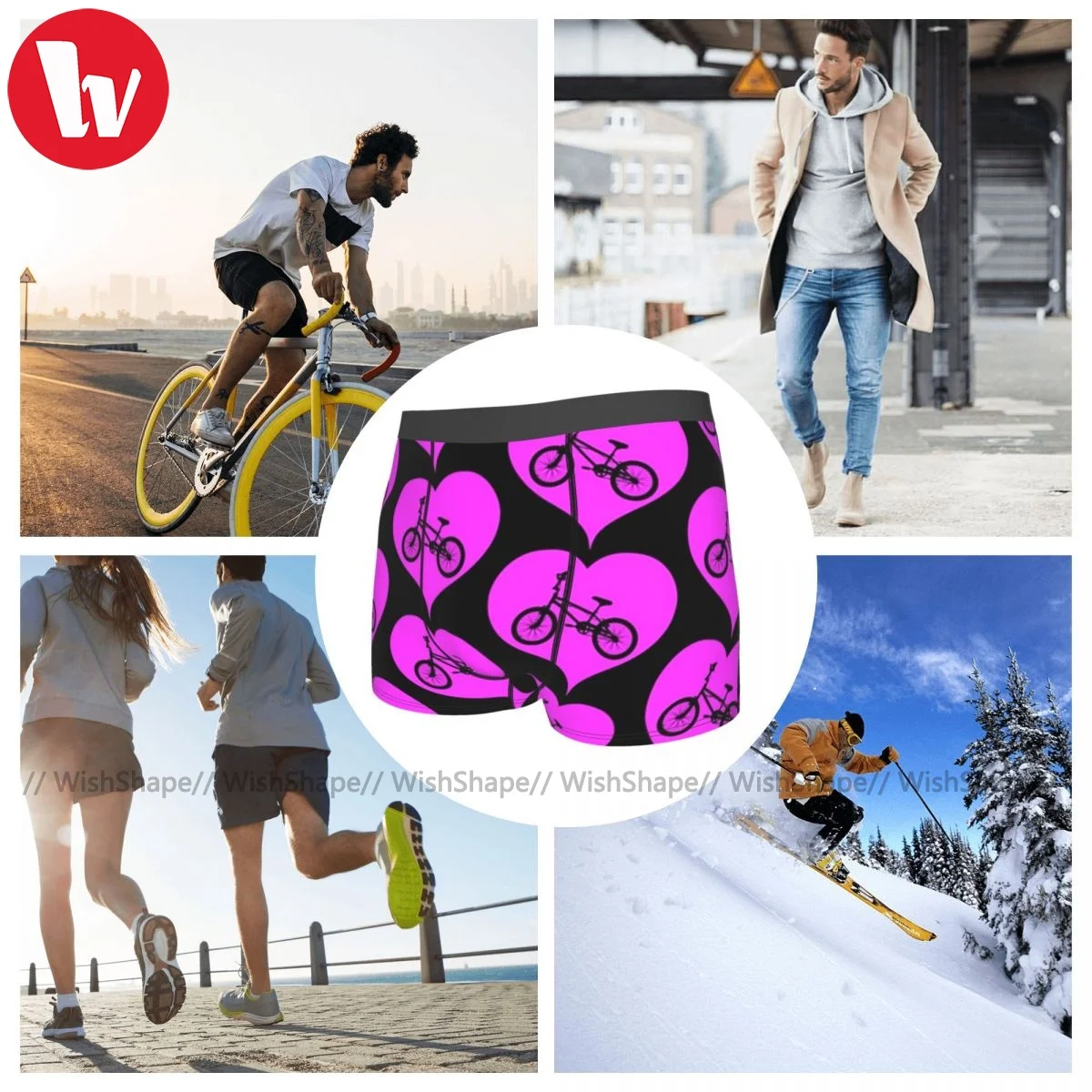 

Bike Underwear Hot Polyester Plain Trunk Male Sublimation Printed Boxer Brief