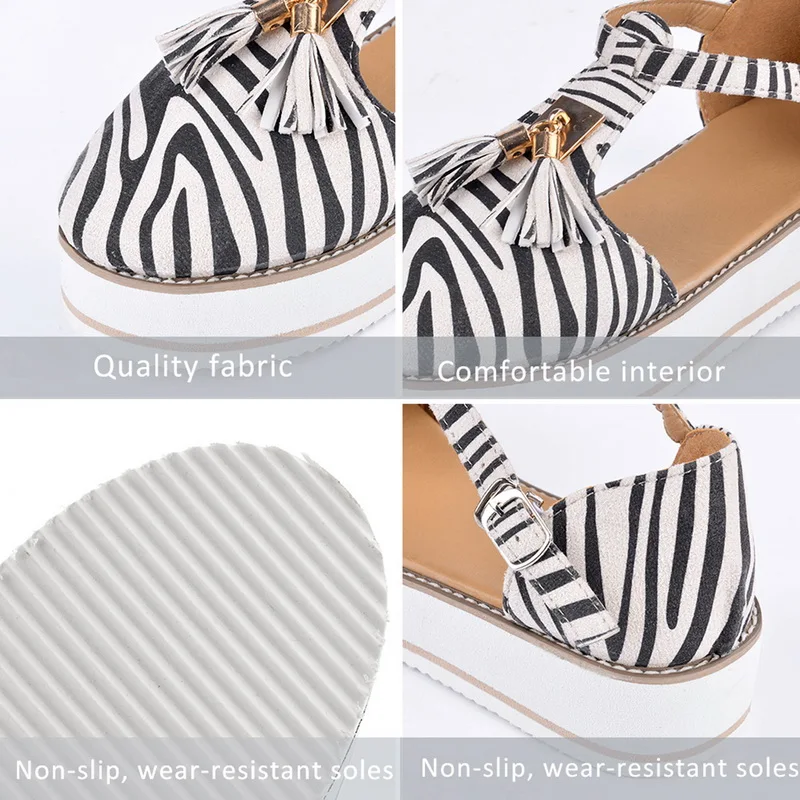 

Sandals Women Flat Shoes Spring Summer Casual Shoes Tassel Round Toe Female Vulcanized Shoes Canvas Ladies Platform Sandals 2021