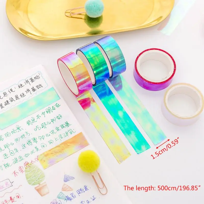 

6pcs Glitter Rainbow Washi Tape Decorative Adhesive Masking Tapes DIY School Supplies Stationery 203B