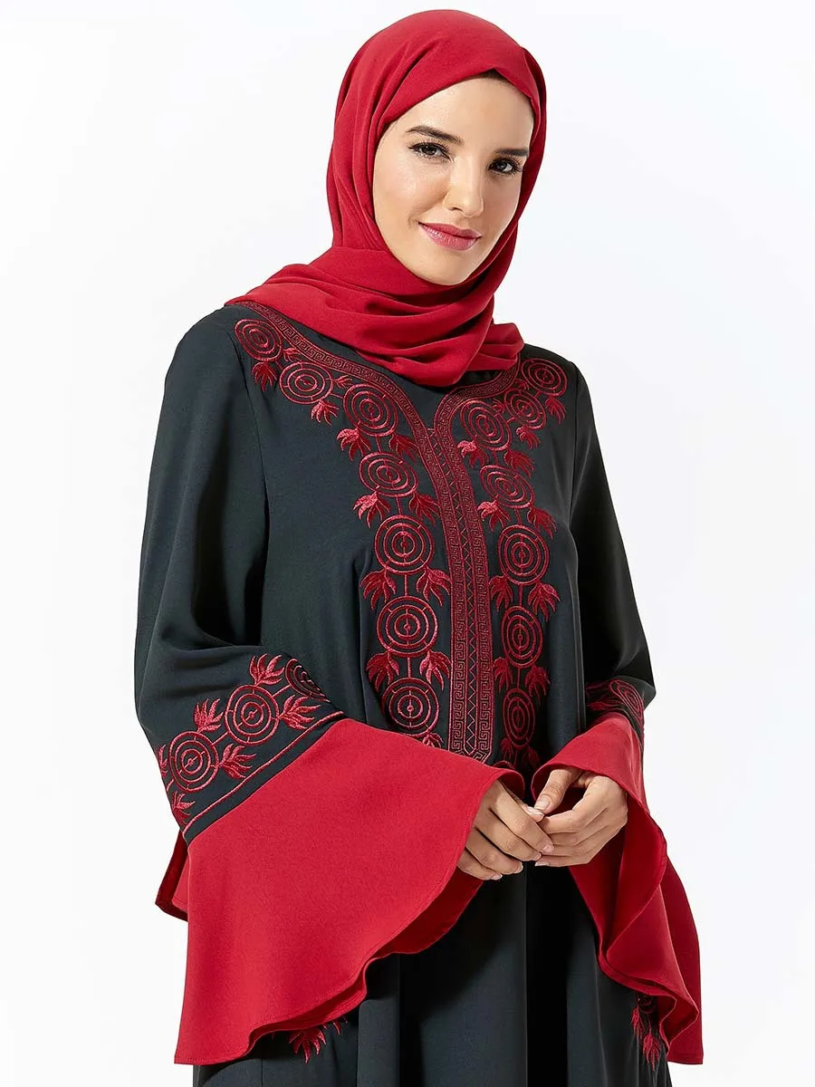 Платье с длинным рукавом Повседневное платье для путешествий вышивкой круглым