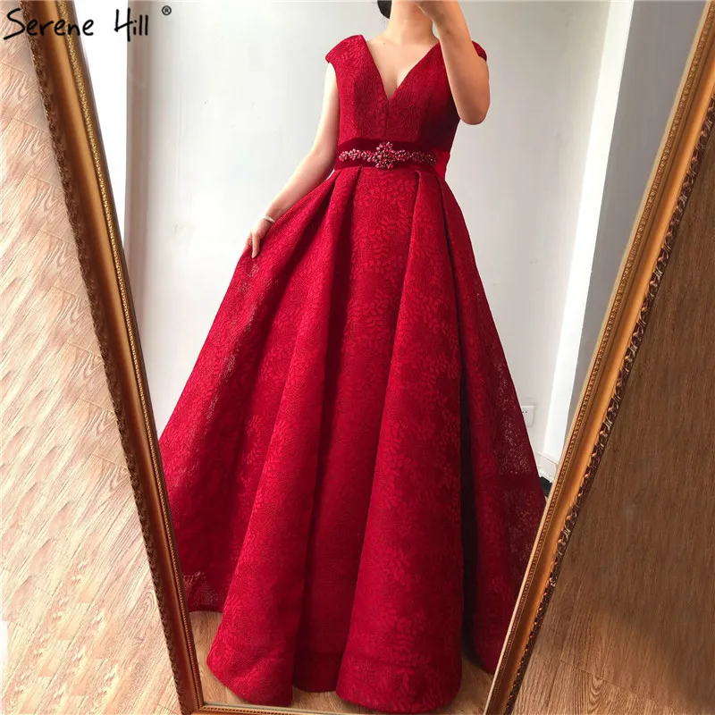 Новейший дизайн винно Красные кружевные вечерние платья 2021 с v образным вырезом