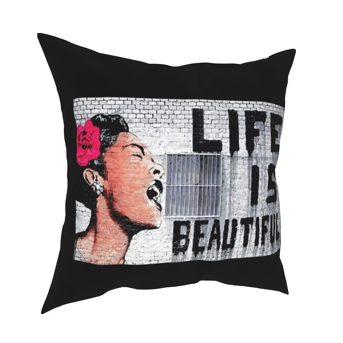 

Life Is Beautiful Pillowcase Cushion Cover Decor Banksy Street Art Graffiti Spray Paint Pop Art Pillow Case Cover Home 18'