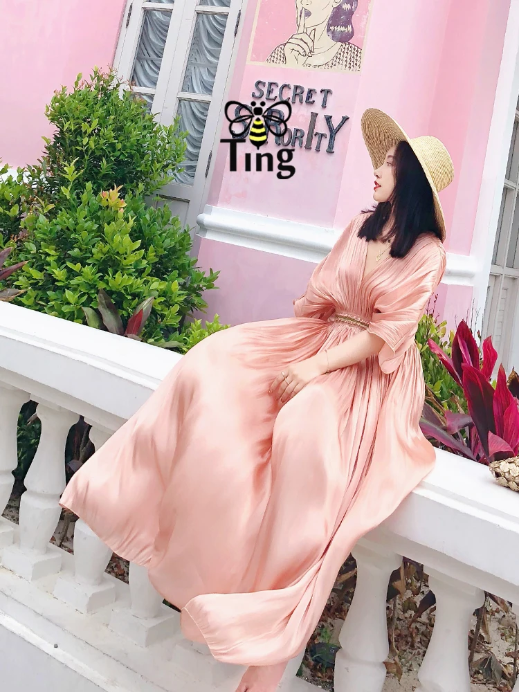 Длинное блестящее вечернее платье с высокой талией в стиле бохо | Женская одежда