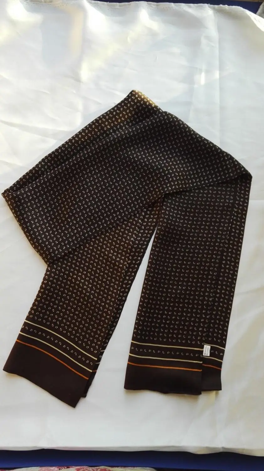 Элегантный мужской 100% шелковый шарф винтажный двухслойный шейный платок синий