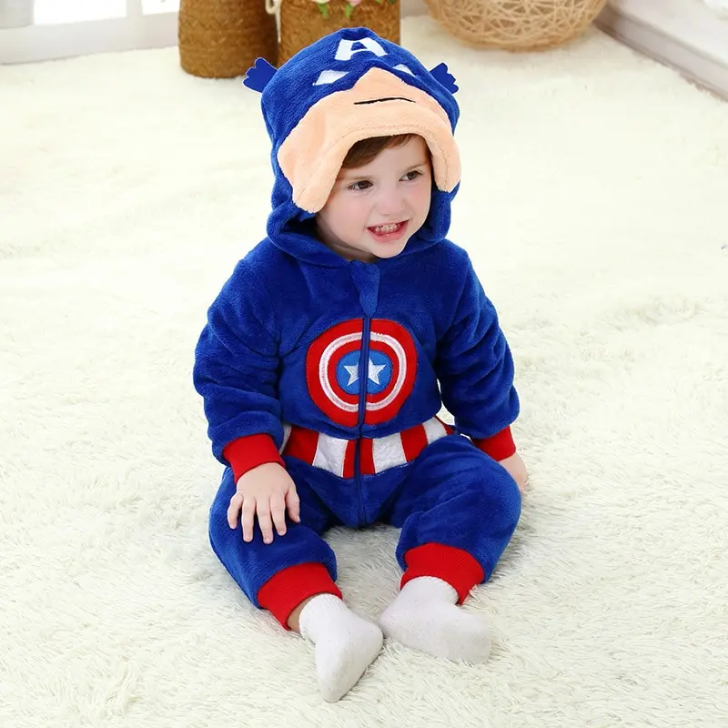 

2021 Капитан Америка и других супергероев Детский комбинезон на весну на возраст от 0 до 24 месяцев 100% из хлопка и фланелевой ткани для малышей, ...