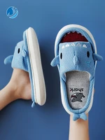 mo dou 2021 new summerspring slippers open toe cute cartoon shark shape eva thick sole indoor quality designer shoes women men