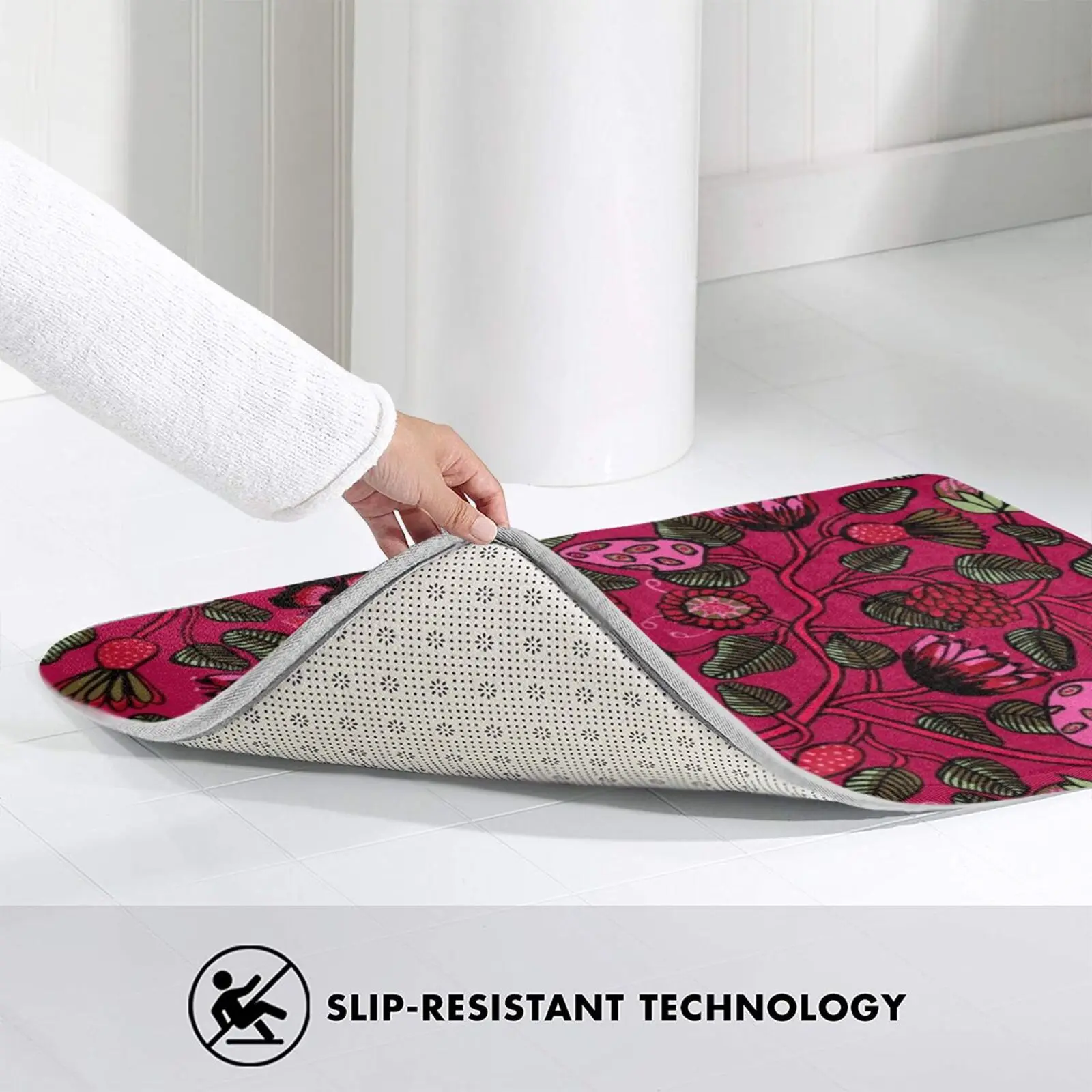 

Floral Design Carpet Mat Rug Cushion Soft Non - Slip Lokki White Scandinavian Scandi Sweden Swedish