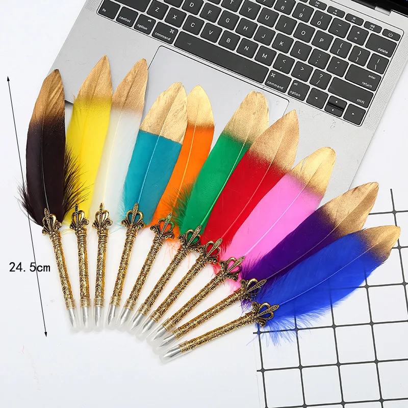 Перьевая ручка в винтажном стиле Набор цветных перьевых ручек с золотой головкой