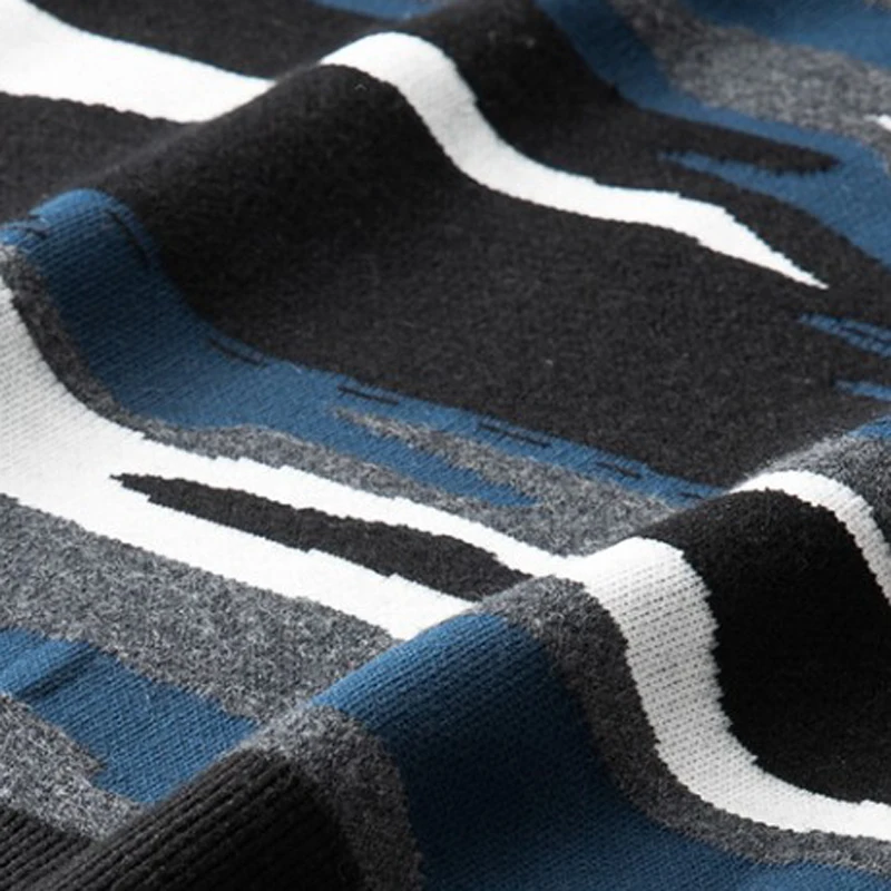 Мужской шерстяной свитер вязаные топы джемперы с градиентным рисунком и круглым