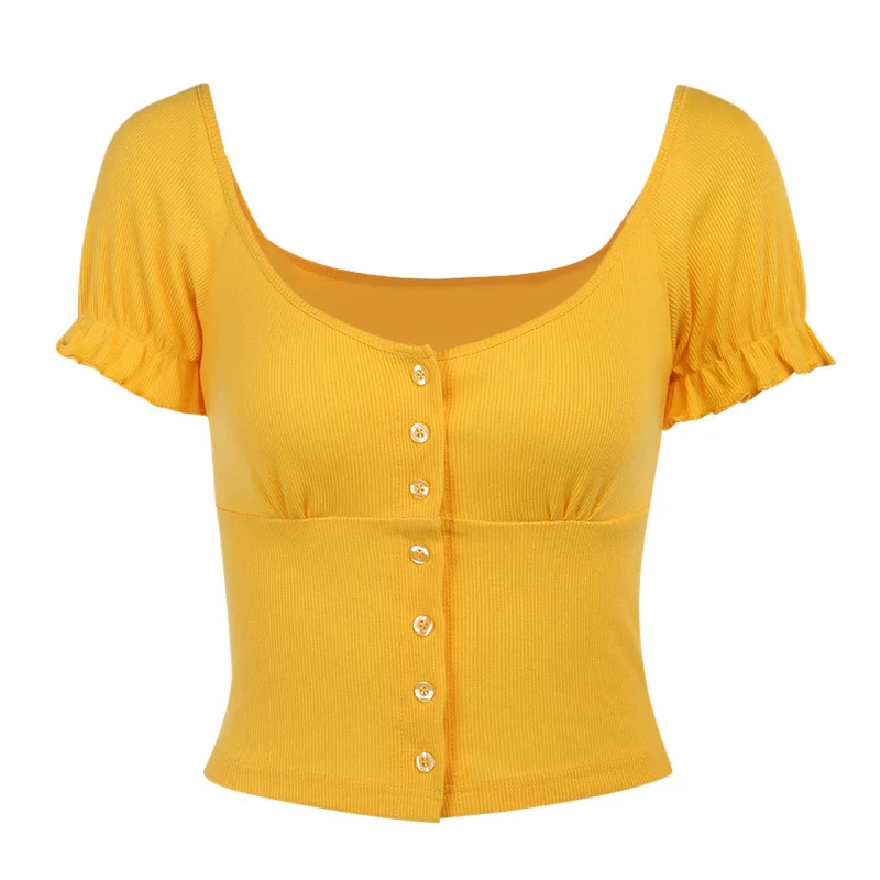 

2021 summer solid color slim fit T-shirt for women 26105p