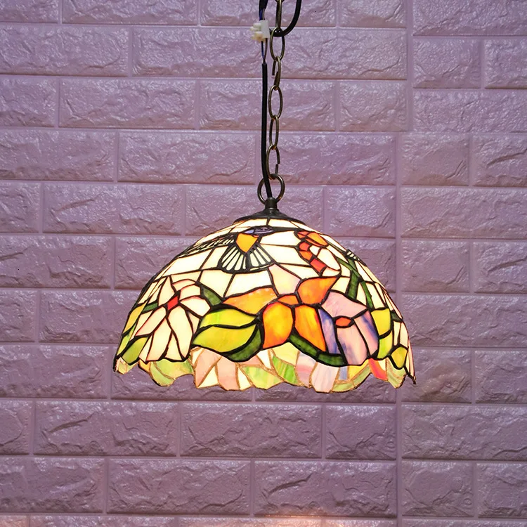 

Stained Glass Pendant Lights Rose Flower Tiffany Hanglamp E27 LED Hanging light fixture suspension luminaire Pendant Lamps