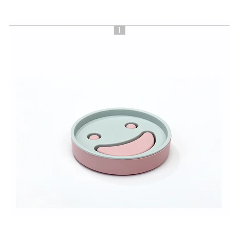 2pcs soap box with double layer structure bathroom decor supplies cartoon smile face style for drip holde |