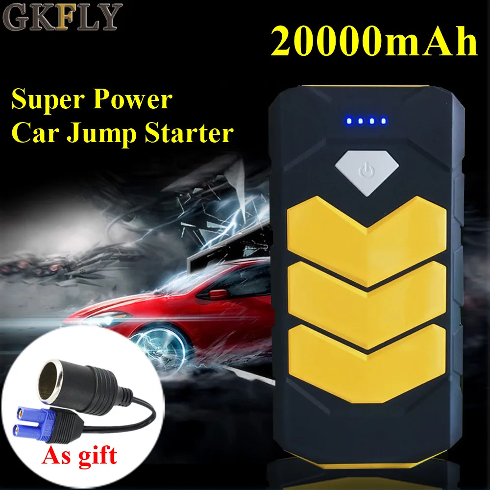 GKFLY аварийного 20000 мАч пусковое устройство 12V 400A автомобиля Батарея Зарядное устройство бензин дизельный автомобиль скачок стартер Мощность автомобиля банка Зарядное устройство светодиодный